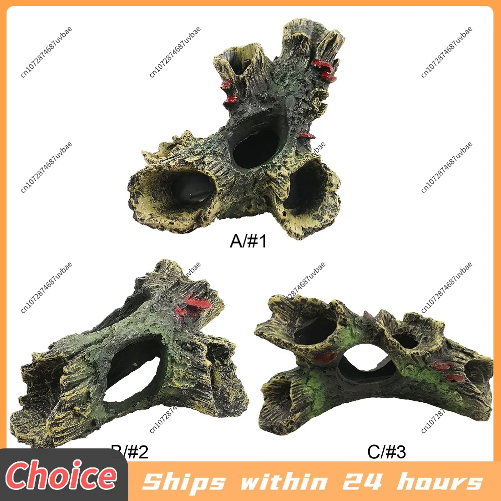 2PCS Resin Fish Tank Escape Hole Decor Hollow Dead Wood Non-toxic Multifunction Artificial Landscape Ornament Fish Tank Aquarium