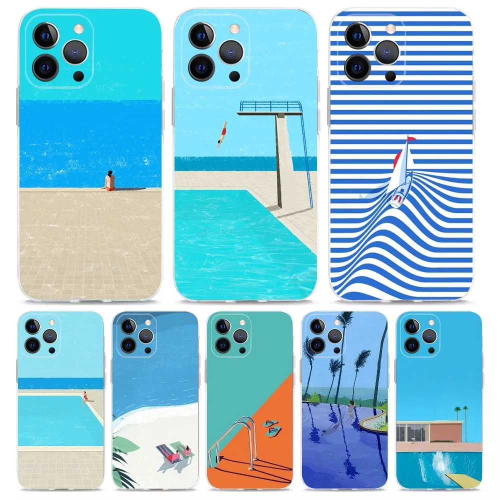 

Artistic Seaside Landscape Phone Case For iPhone 16 15 14 13 12 11 Pro Max Mini X XS SE 7 8 Plus 16E Shockproof Non-Slip Cover