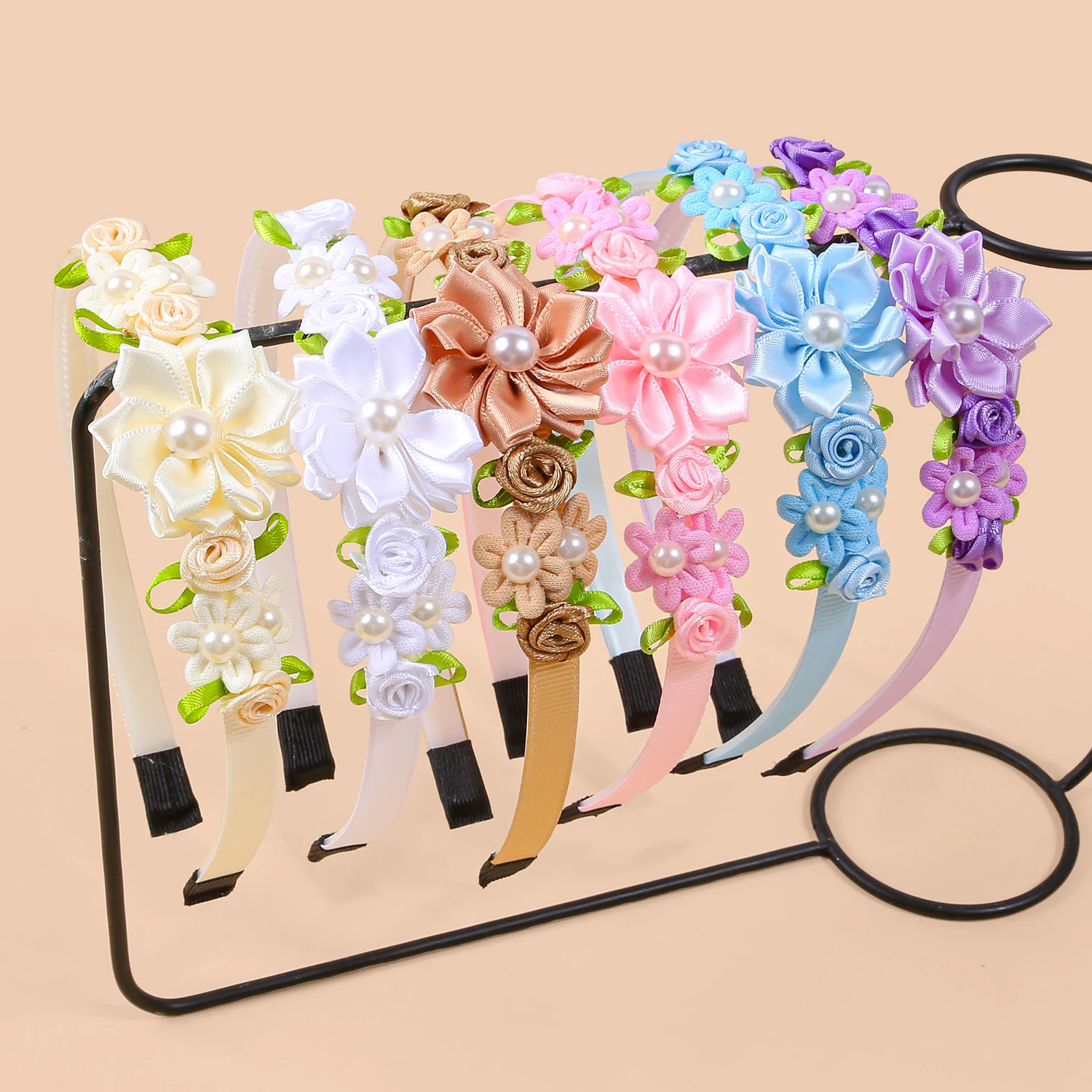 

3/6pcs Stain Pearl Horn Flower Hair Band For Girls Fashion Cute Plastic Teeth Hair Hoops For Kids Women Daily Hair Accessories