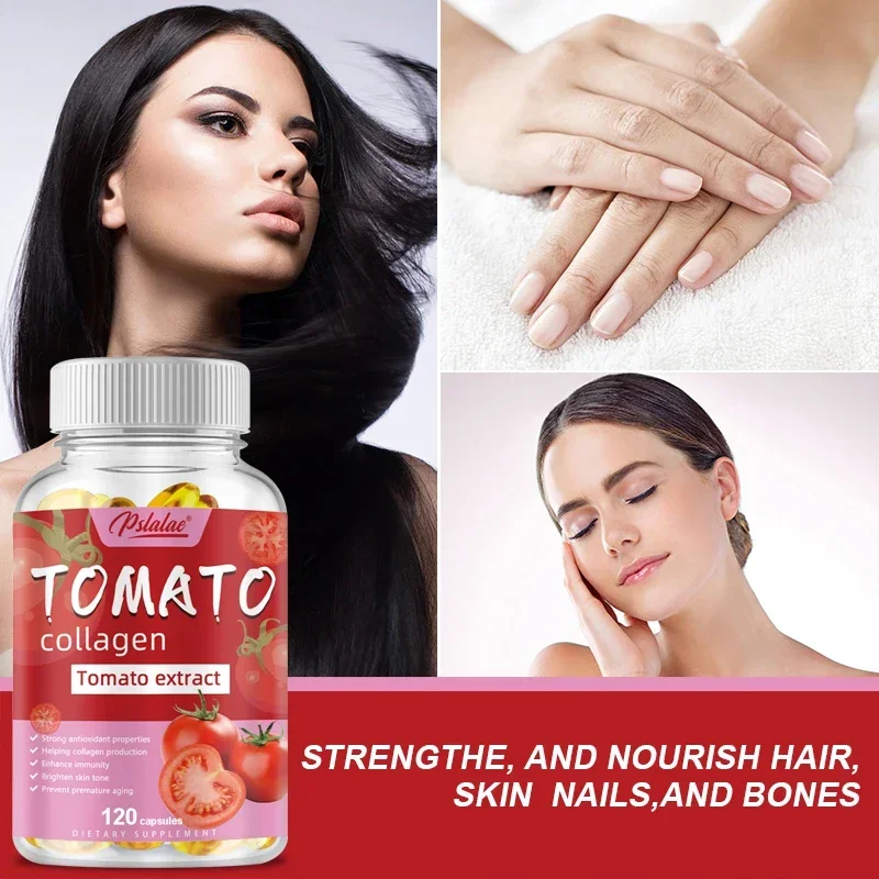 Tomato Extract Capsules Contain Vitamins C, E, A and Collagen, Maximum Absorption Dietary Supplement