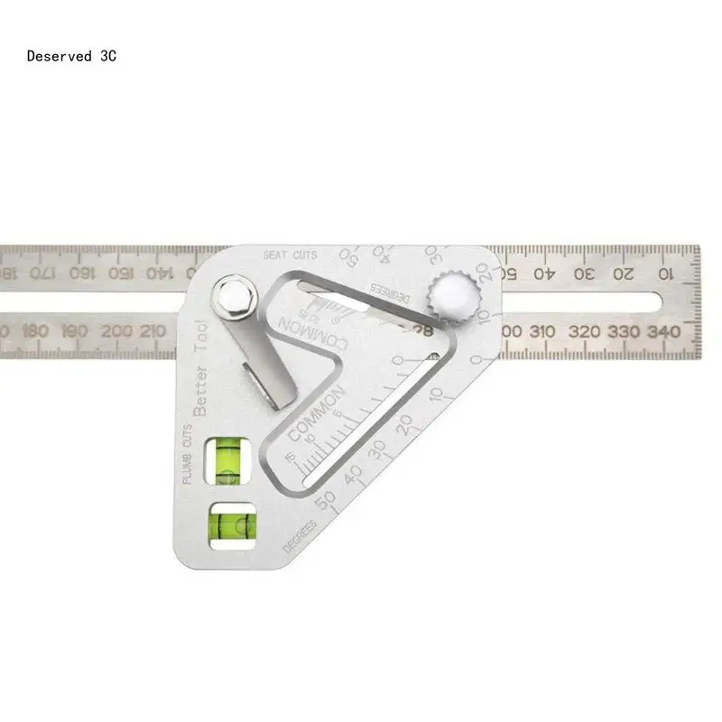 Woodworking Protractor Ruler Tools with Level Tool Metal Woodworking Ruler