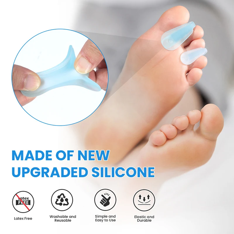 2Pcs/Pair Silicone Toe Separator Hallux Valgus Bunion Corrector Straightener Soft Silicone Toe Protector Foot Care Tool