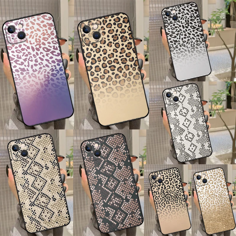 Animal Print Ombre Tiger Snake Case For iPhone 11 12 13 14 15 16 Pro Max XS X XR Plus 12 13 mini Phone Cover