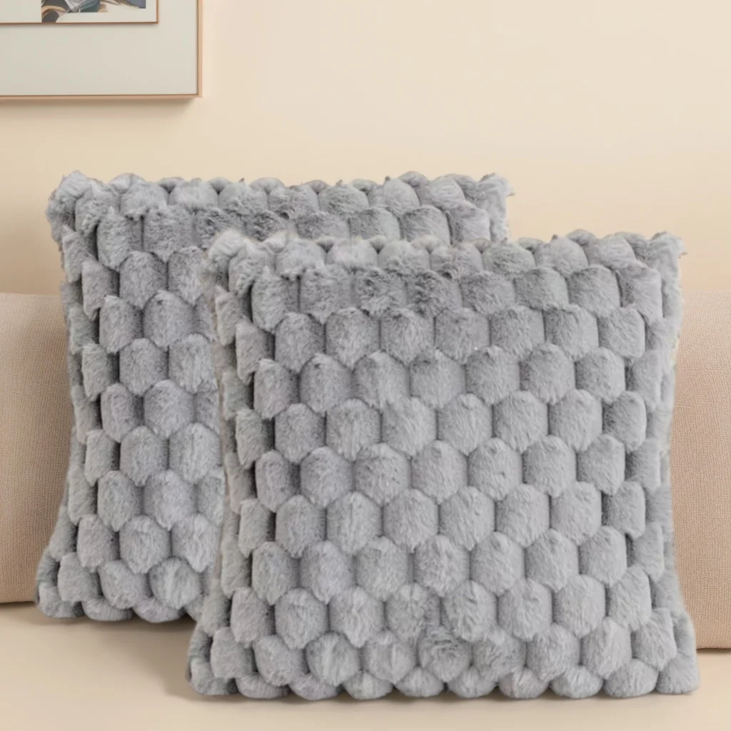 2er-Pack Künstliche Plüsch-Fellkissenbezüge, Luxuriöse Dekorative Kissenhüllen für Sofa, Wohnzimmer und Autoinnenraum (Ohne Kissenfüllung) – Detail 12