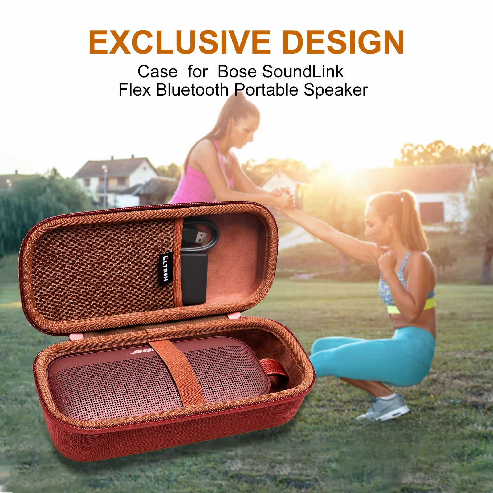 Imagem -05 - Estojo Rígido de Eva Ltgem para Bose Soundlink Flex Alto-falante Portátil de Bluetooth Alto-falante Impermeável sem Fio para Viagens ao ar Livre-vermelho