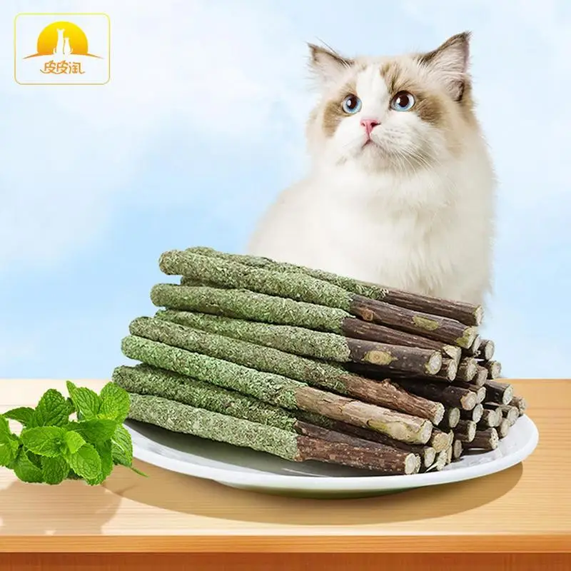 Cat Grass Sticks Pet Snacks Grass Cat Molar Rod Catnip Toys Sticks Indoor Kitten Natural Grass Molar Rod Hairball Removal