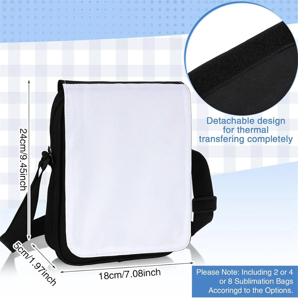 2 Pcs Sublimation Bags Sublimation Crossbody Bag Blanks Sublimation Shoulder Bag Sublimation Blank Bag for Birthday