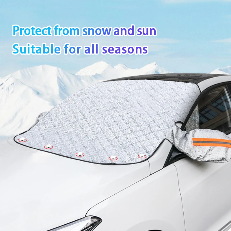 SEAMETAL Car Windshield Snow Cover Winter Waterproof Windscreen Snow Shield Sun Shade Protection Cover Universal for Suv/Sedan view 5