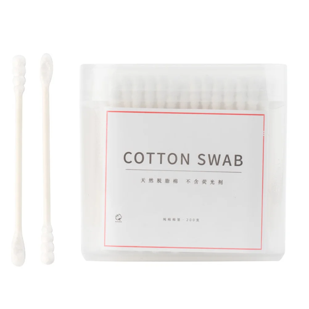 200 قطعة من مسحات القطن للاستعمال مرة واحدة، عصا ورقية مزدوجة الأطراف، أعواد قطنية متعددة الأغراض لتنظيف المكياج