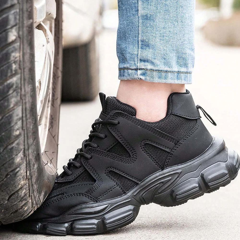 Damen-Sicherheitsstiefel, Arbeitssneaker, leichte, atmungsaktive Sicherheitsschuhe mit Stahlkappe, durchtrittsichere Damenschuhe – Detail 7