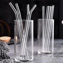 High Borosilicate Glass Straws Eco Friendly Reusable Drinking Straw for Smoothies Cocktails Bar Accessories Straws with Brushes