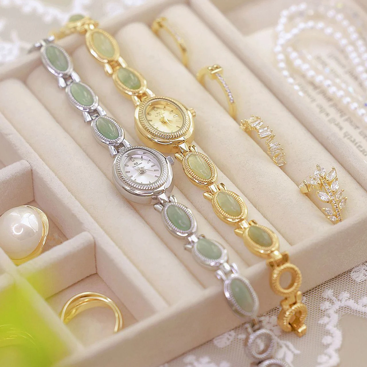 Women's Watch Ladies Bracelet Luxury Brand Waterproof Retro Natural Dongling Stone Hotan Jade Advanced Chain Watches Gift