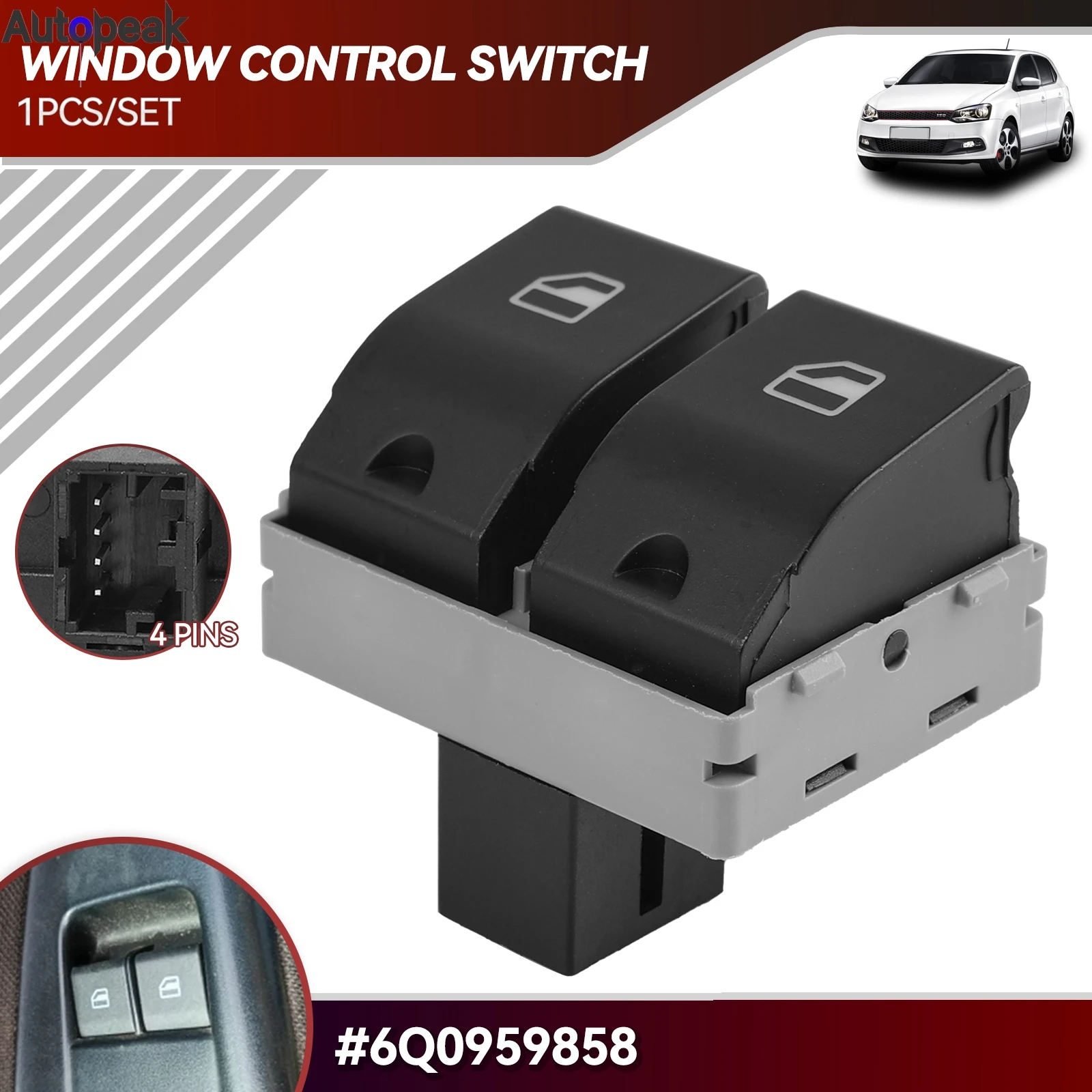 

6Q0959858 Electric Window Mirror Panel Switch Control Button Console Fits For VW Polo 9N Fox Gol Seat Ibiza Cordoba 6Q0 959 858