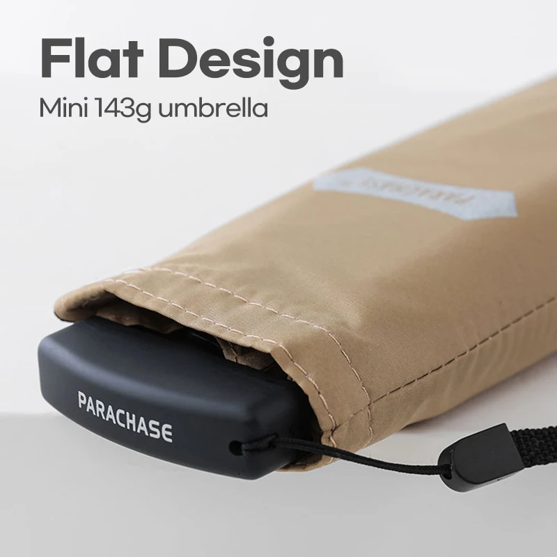 Parachase Flat Rain Umbrella Woman Lightweight 143g Foldable Mini Umbrella Pocket Portable Travel Folding Umbrella Windproof