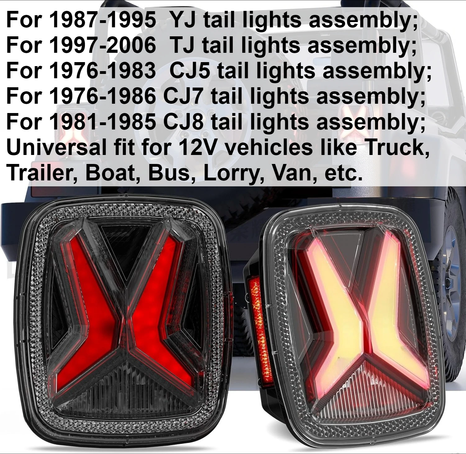 

LED Wrangler TJ Rear Tail Light, Modified Brake Light X Design Fit for Jeep Wrangler Taillights 97-06 LED Euro and US Version