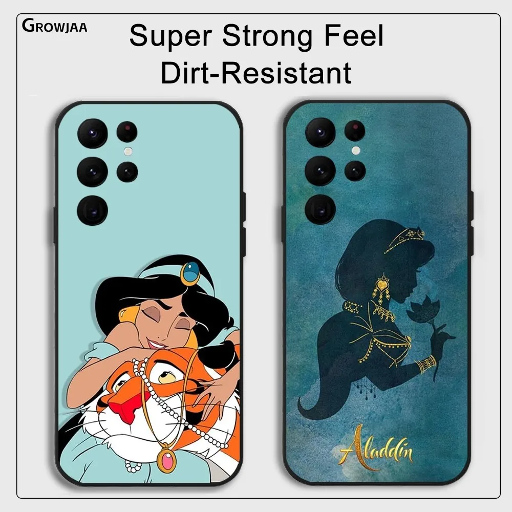 

A-Aladdin J-Jasmine Princess Phone Case for Samsung Galaxy S24 Ultra S22 S23 Ultra S21 S20 5G Protective Silicone TPU Funda