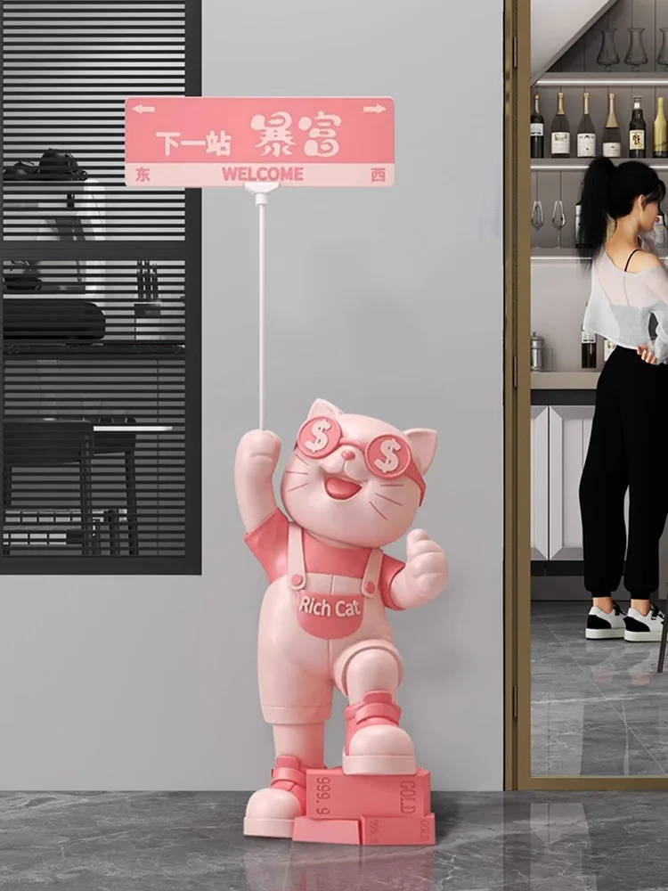 Home Decor 123CM Lucky Cat Statue Large Floor Decoration Living Room Office Store Creative Sculpture Art Ornaments Opening Gifts
