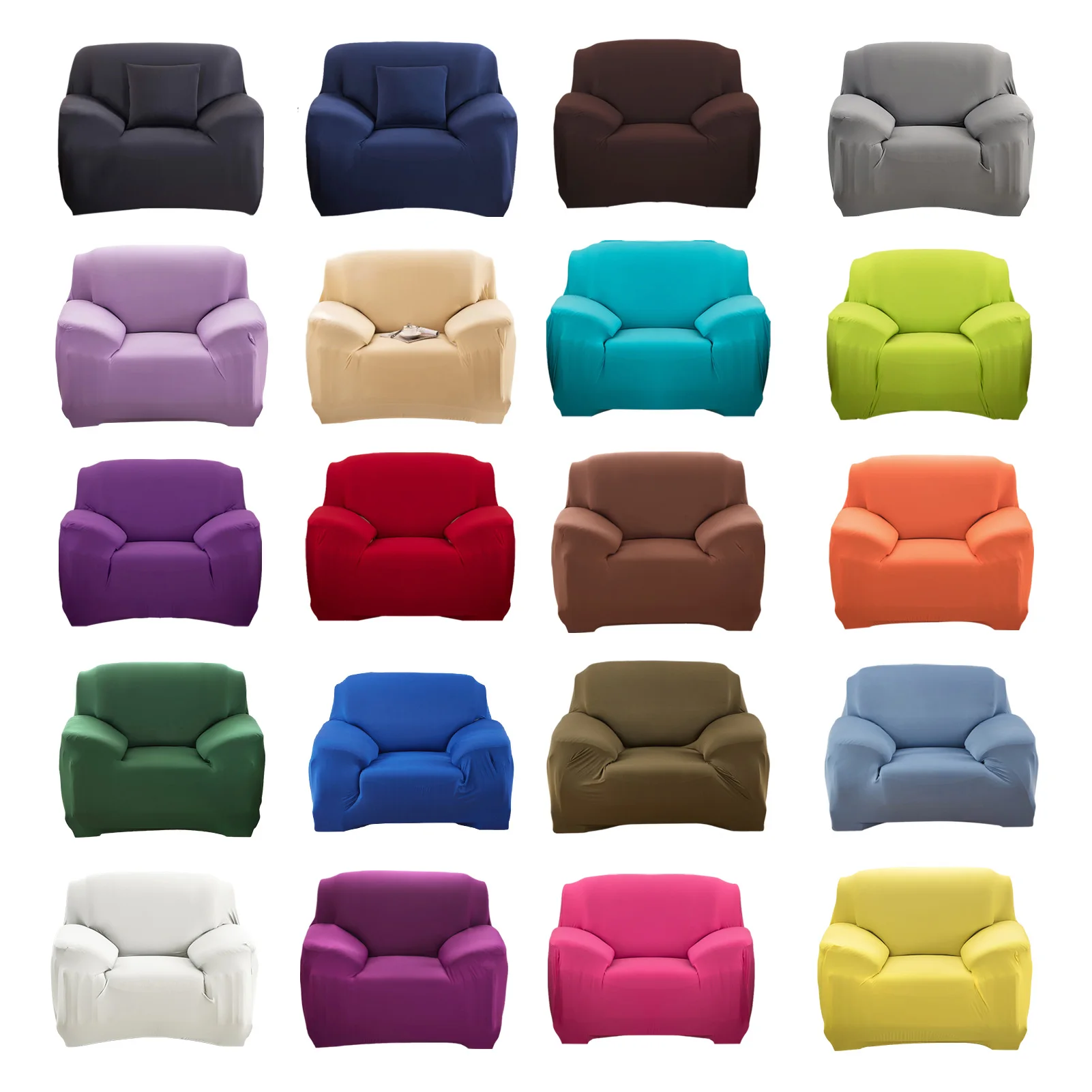 Pure Color Elastic Sofa Cover 1 Seat Armchair Cover Couch Recliner All Cover L Shape Couch Stretch Case For Living Room Office