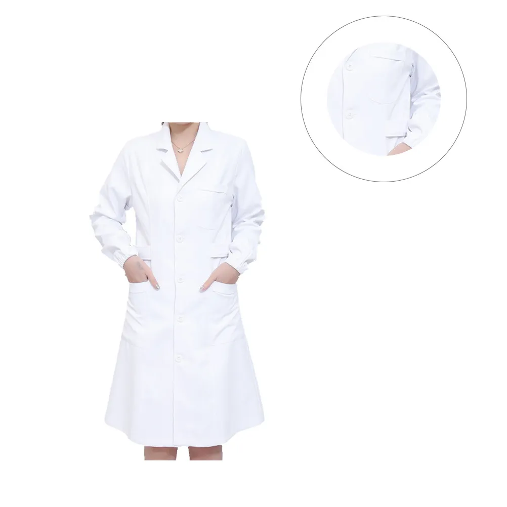 Tenue de travail à manches longues, blanche, pour infirmières, taille M, légère, respirante, vêtements professionnels pour hôpital, clinique, laboratoire