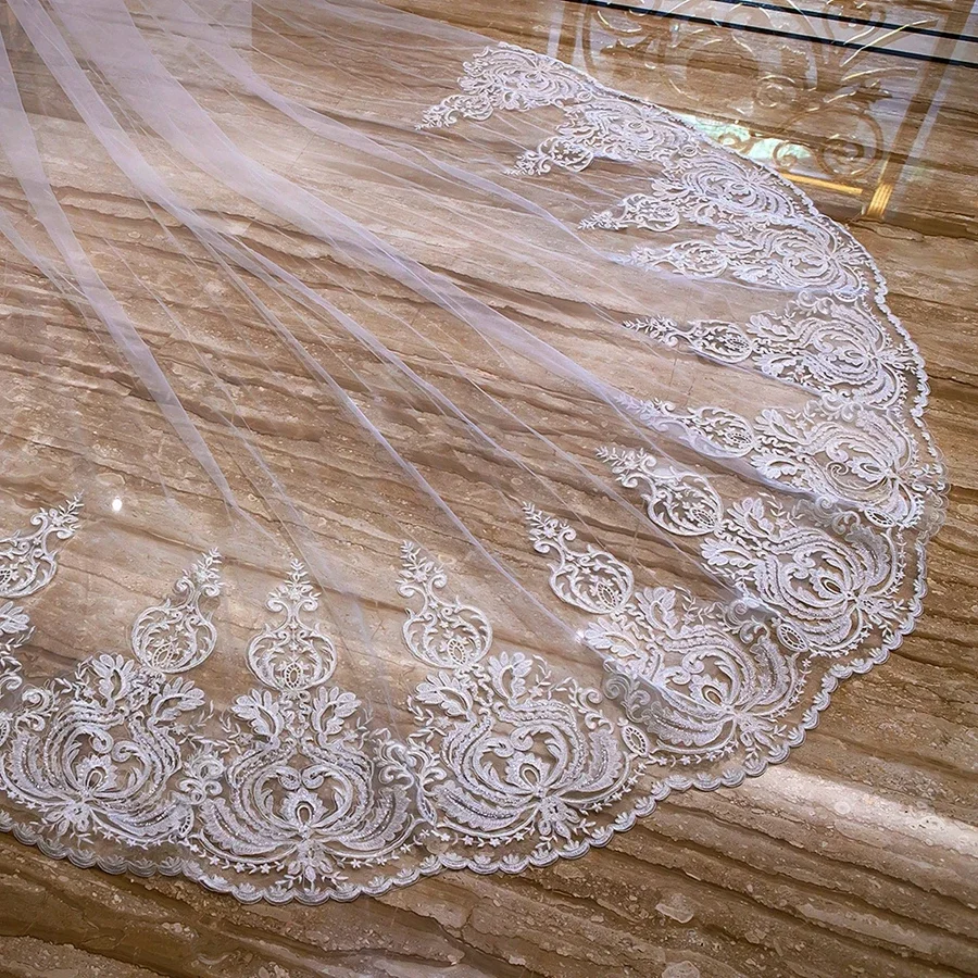 New Arrival White Ivory Two Layers 3*3 Meter Cathedral Wedding veils boda wedding accessories Bride bridal veil