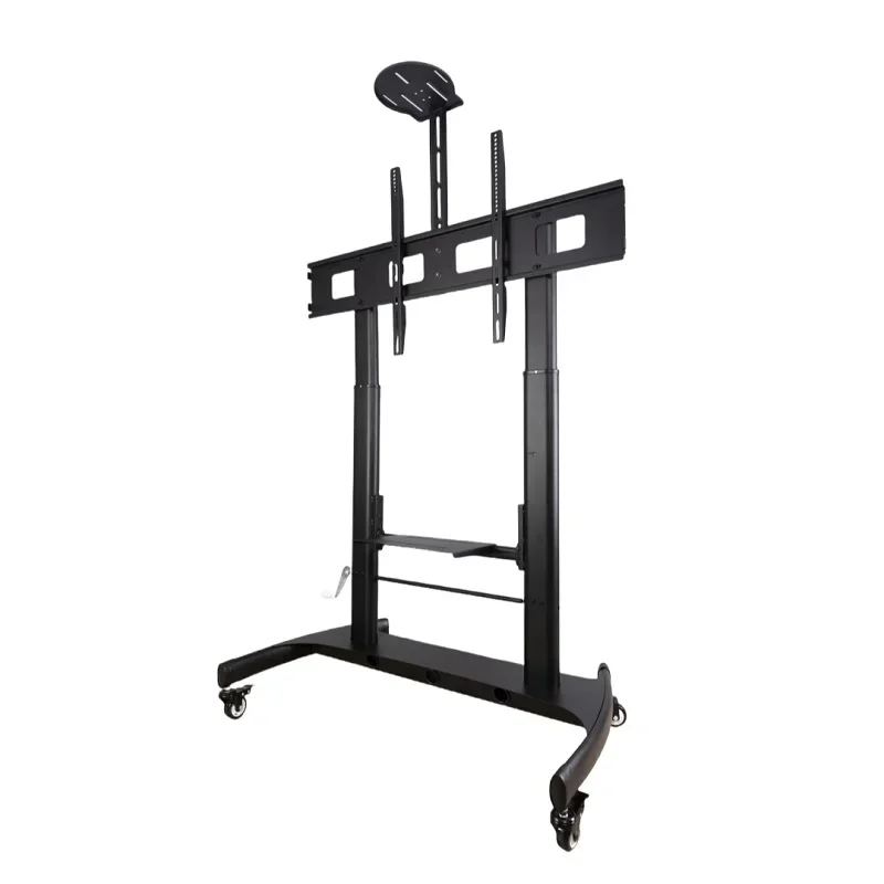 &52-110 Inch Screen Universal Modern Floating Mobile TV Cart Handle LCD Height Adjustable TV Trolley Stand with Lock Wheels