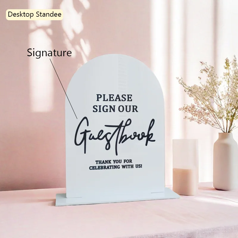 

Customizable Acrylic Table Sign With Stand And Personalized Pattern Text Ideal For Wedding Banquet Food Menu Display Table