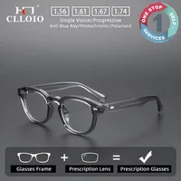 CLLOIO gafas graduadas Retro para miopía, gafas de lectura con montura redonda para hombres y mujeres, gafas ópticas progresivas antiluz azul