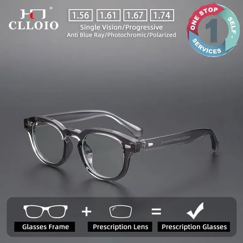 CLLOIO gafas graduadas Retro para miopía, gafas de lectura con montura redonda para hombres y mujeres, gafas ópticas progresivas antiluz azul