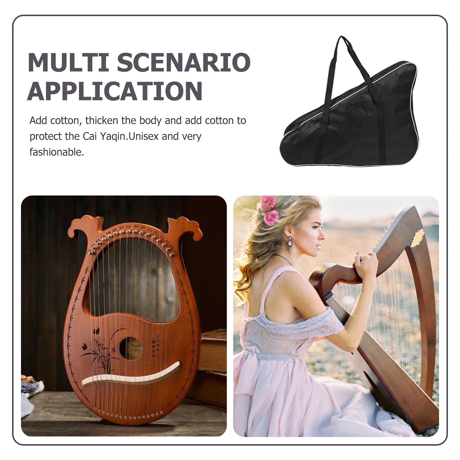 

Gig Bag Lyre Harp 16 String Carry Case Holding Storage Instrument Pouch Universal