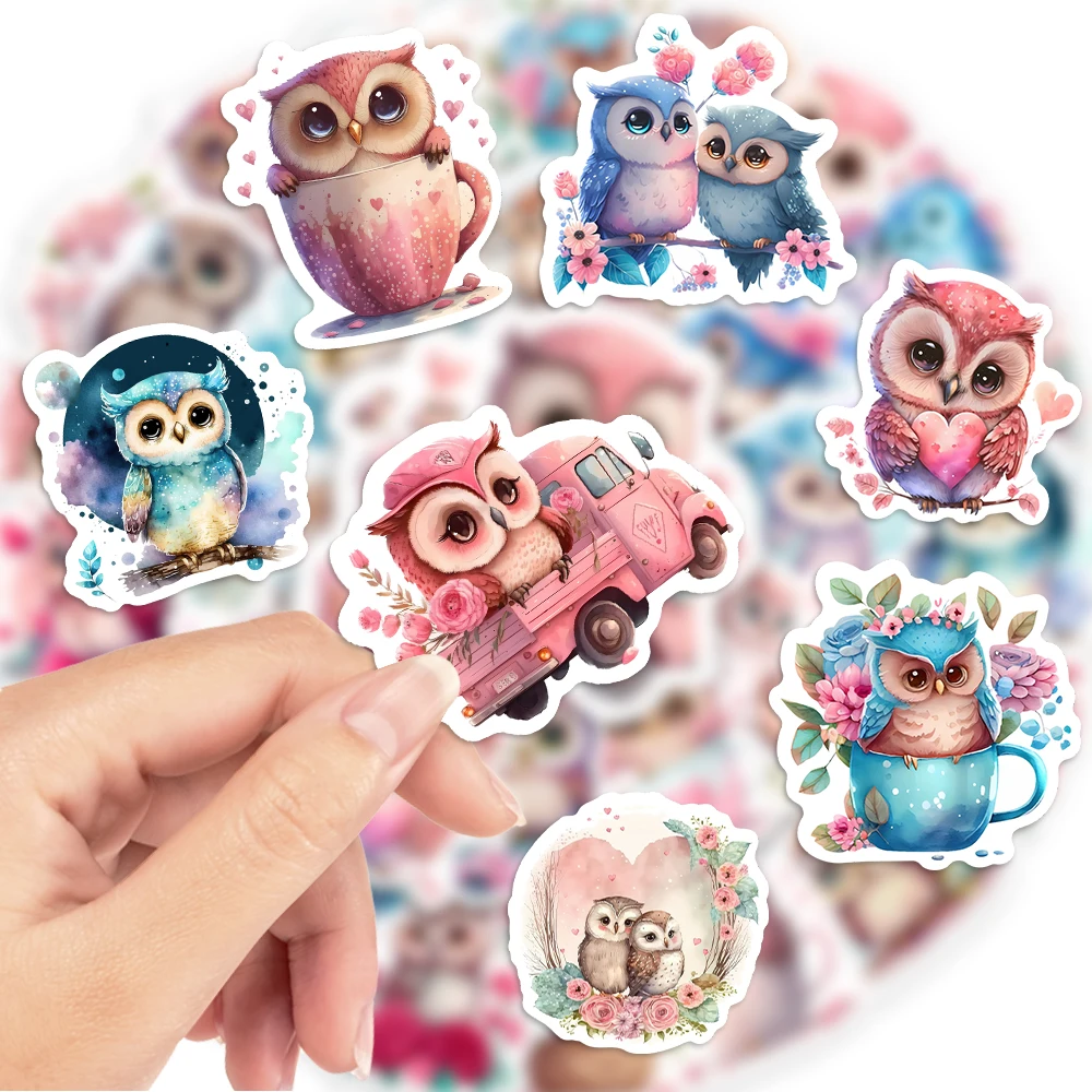 Kawaii Aesthetic Owls Stickers Cartoon Animals DIY Toys Skateboard Laptop Cup Bike Motorcycle Phone Luggage Kids PVC Waterproof