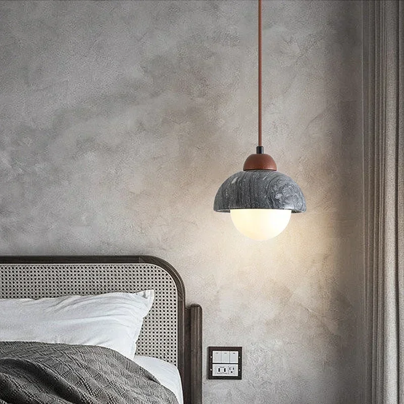 

Creative Stone Light Pendant Lamp Grey Stone Chandelier Modern Indoor Light Luxury Wabi Sabi Home Decor Led Pendent Lamp