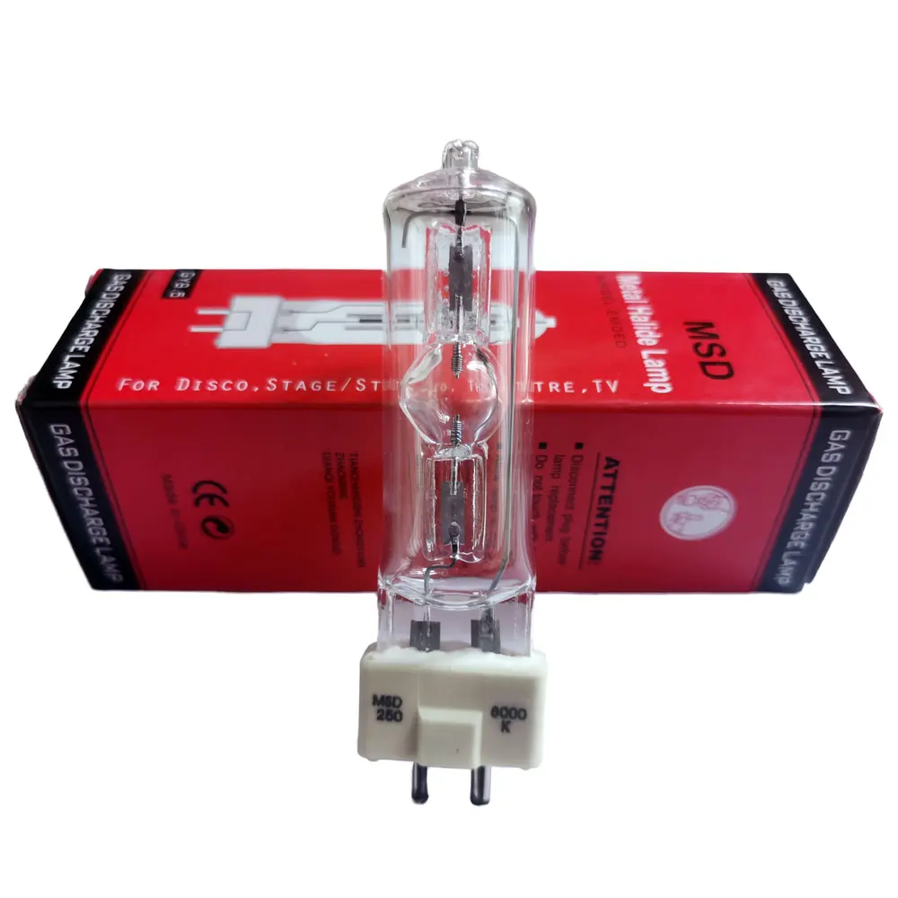 2 قطعة/الوحدة MSD 250/2 MSD250W 90 فولت GY9.5 قاعدة مصباح هاليد معدني ، 250 واط 8000 كيلو لمبة لتحريك المصابيح الأمامية وإضاءة المسرح MSD 250 واط