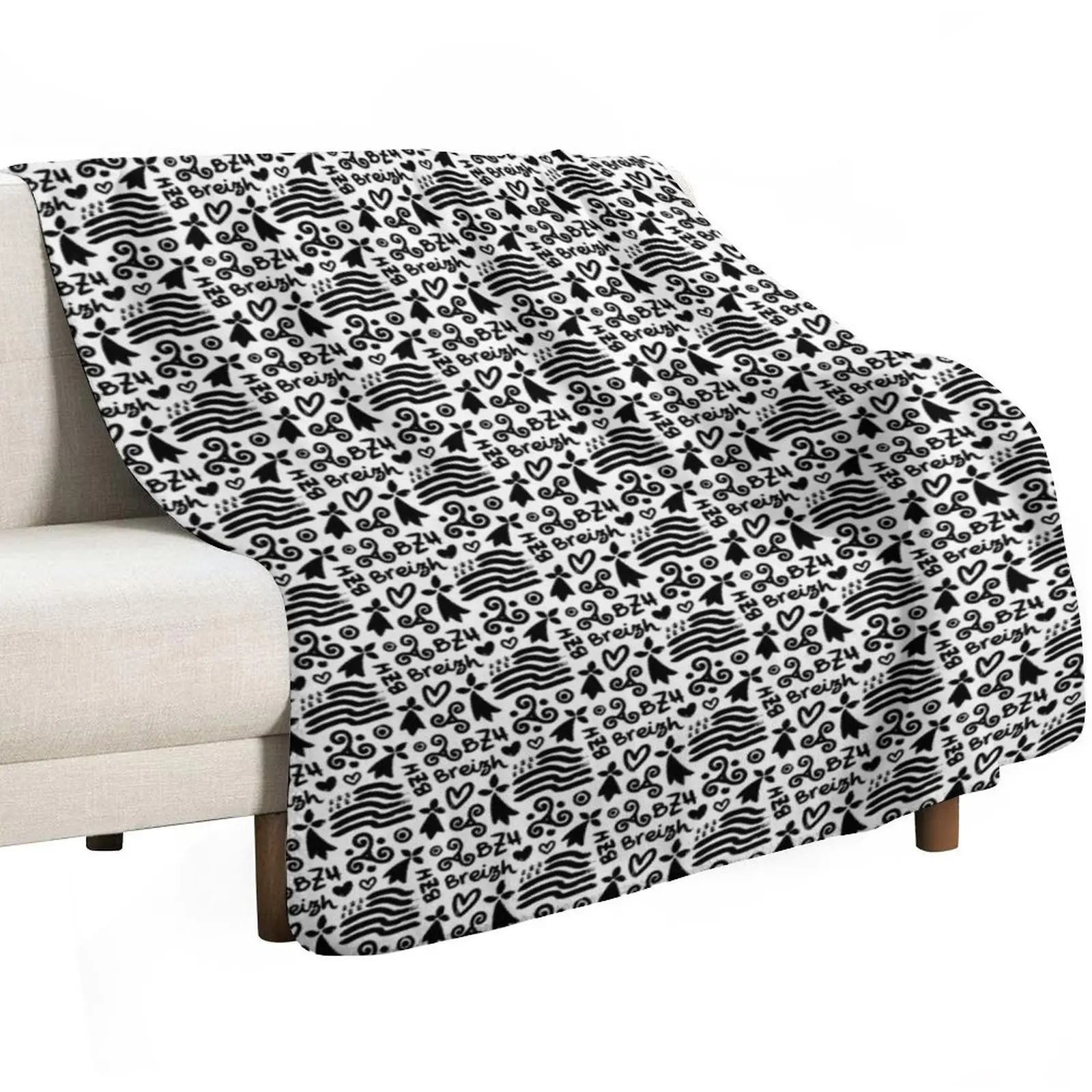 Breizh symbols pattern Throw Blanket Thermals For Travel Decorative Beds warm winter Flannels Bed covers Cute Plaid Blankets