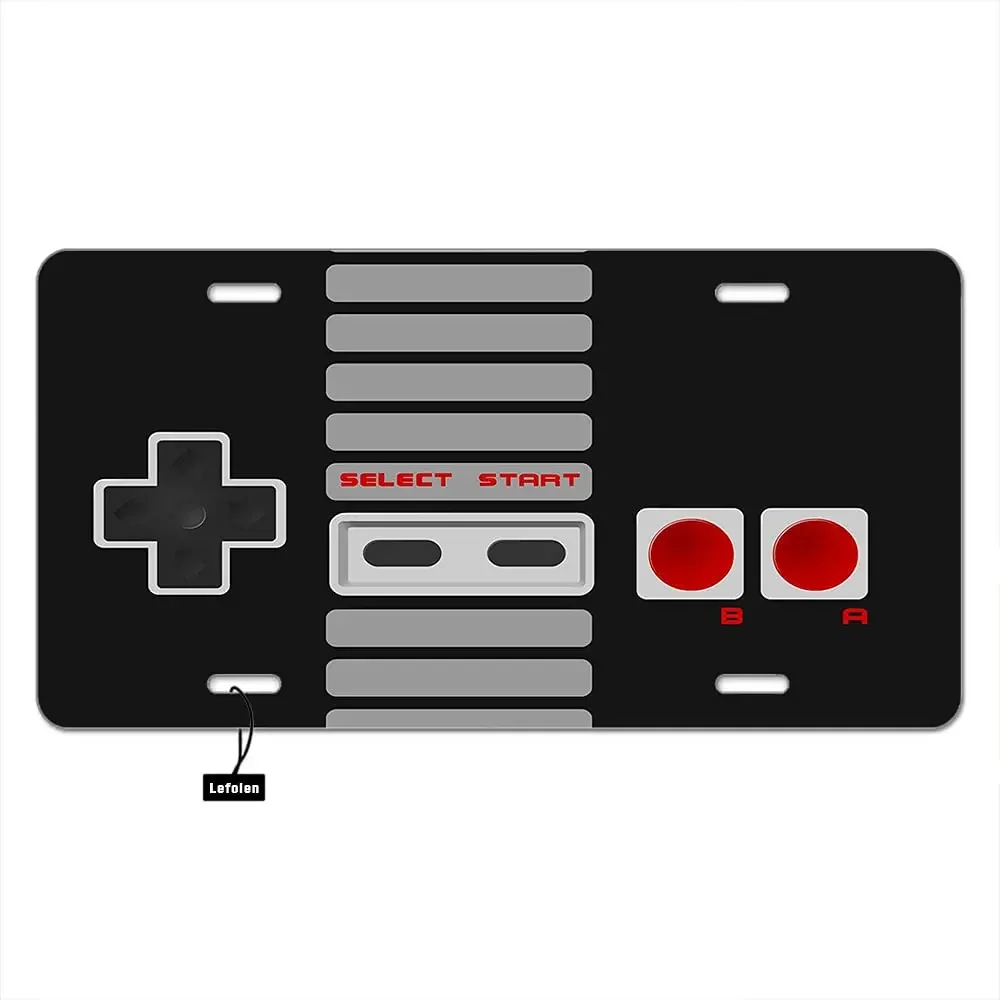 Front License Plate Covers Gamer Controller Pattern Black,Letters Select Start Red Button Entertainment Games Auto Car Tag Vanit