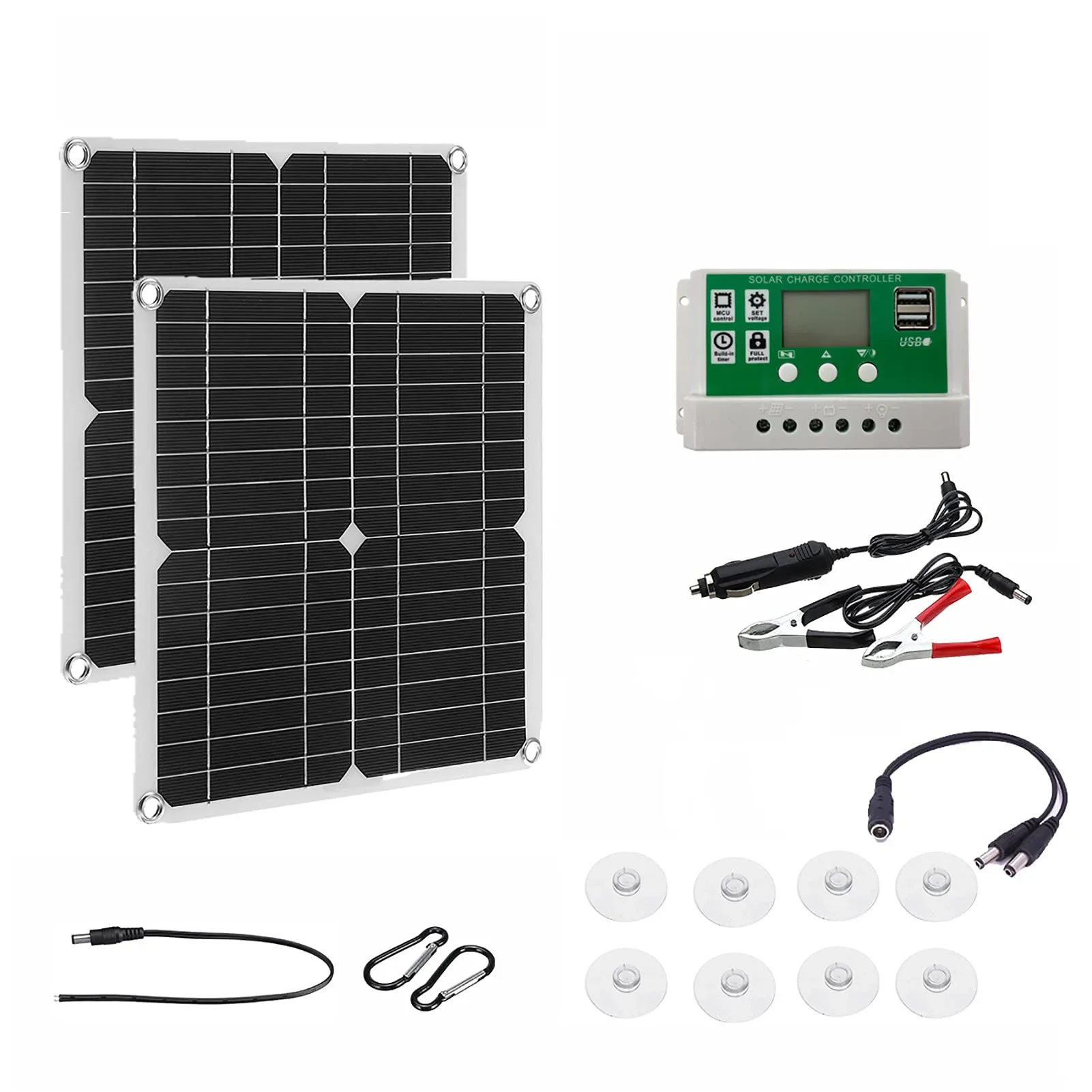 Controlador flexível portátil do módulo do sistema fotovoltaico, painel solar, 12V, 5V, placa para carregar a bateria, acampamento