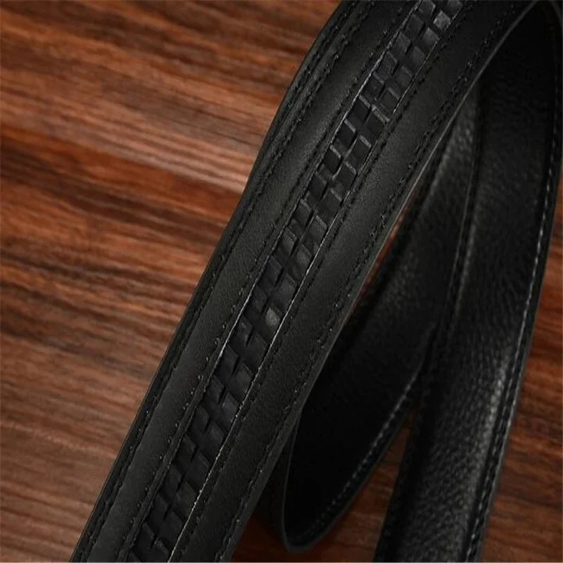 men\'s no Buckle 3.5cm Wide Genuine Leather Automatic Belt Body Strap Without Buckle Belts Men Good Quality Male Belts