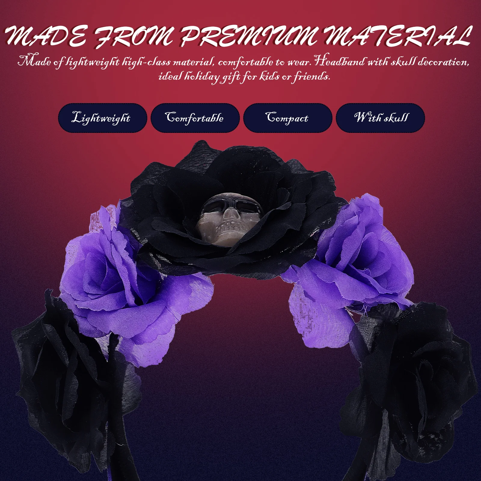 

Skull Headband Halloween Hair Hoop Headpiece Costumes Accessories Day of The Dead Cloth Headbands for Women Miss Wedding