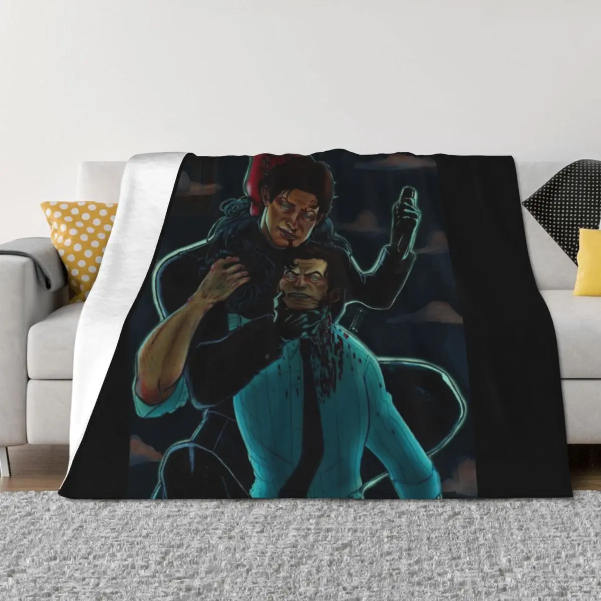 

Saw V Mark Hoffman and Peter Strahm Throw Blanket Luxury Tourist Luxury Designer blankets and throws Blankets