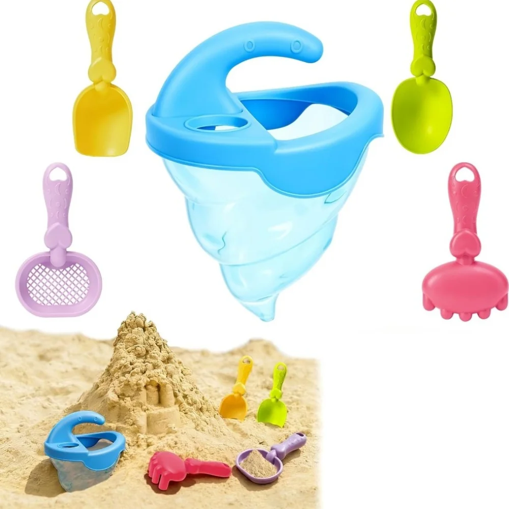 Beach Toys for Kids, Sand Spilling Funnel, Set with Shovel Rake Siftersand Spoon, Outdoor Sandbox Toys