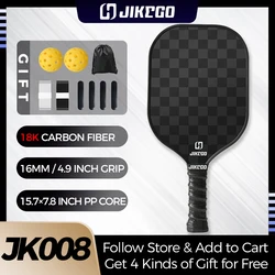 JIKEGO 18K Koolstofvezel Pickleball Paddle 16mm Professionele Augurkbal Racket Racket Mannen Vrouwen Kind