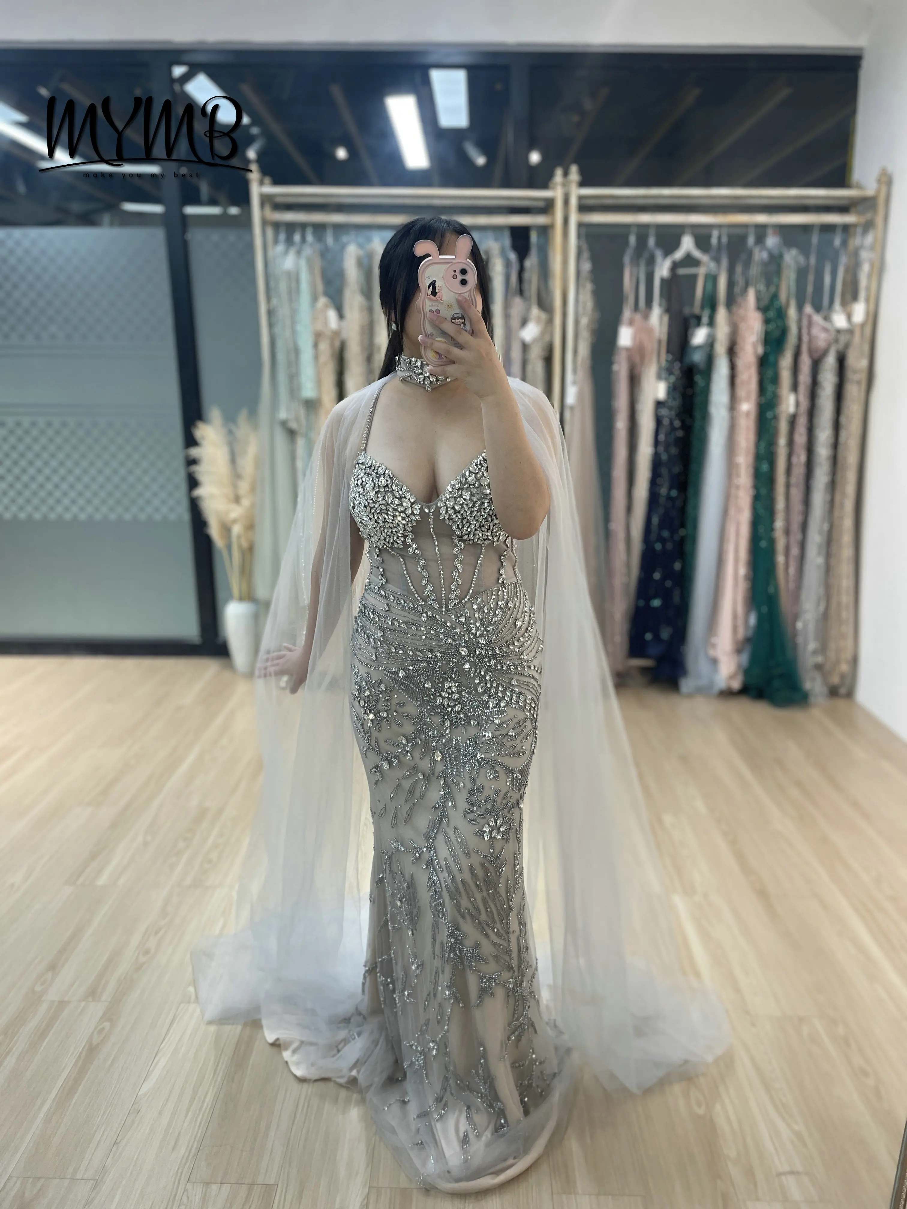 

Элегантное вечернее платье MYMB для женщин, для вечеринок, клубов, ночных мероприятий, роскошное, цвета нюд, с кристаллами, силуэт «русалка», свадебное платье для невесты, модель MB40236
