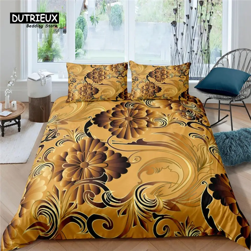 

Home Living Luxury Flowers Print 2/3Pcs Soft Duvet Cover Set PillowCase Queen and King Size Kids Bedding Set EU/US/AU Size