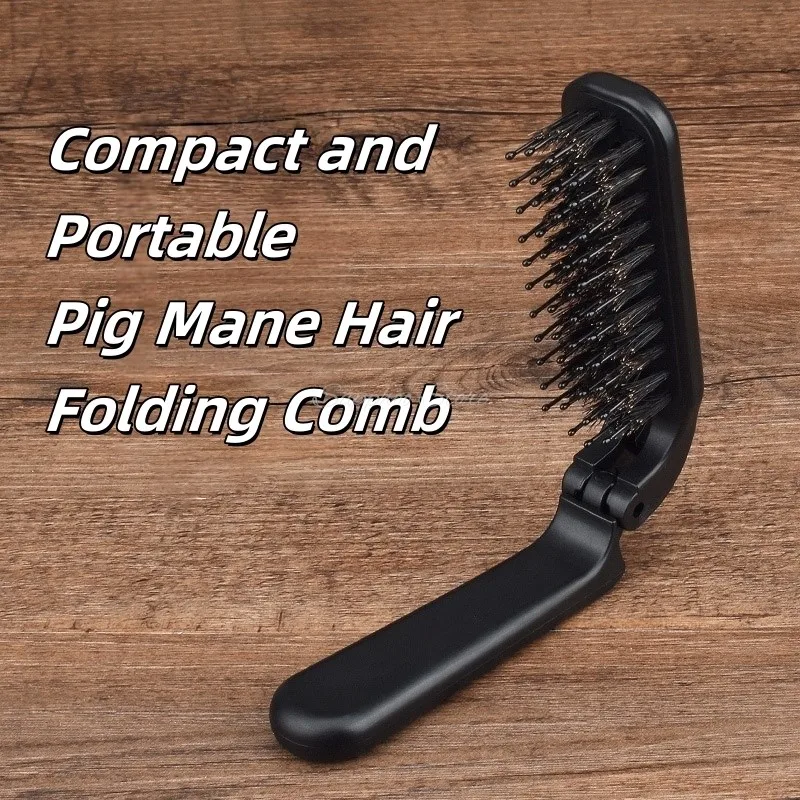 

2025 Mini Boar Bristle Hair Comb Folding Bristle Beard Brush For Travel Portable Pocket Dual-use Beard & Mustache Brush For Men