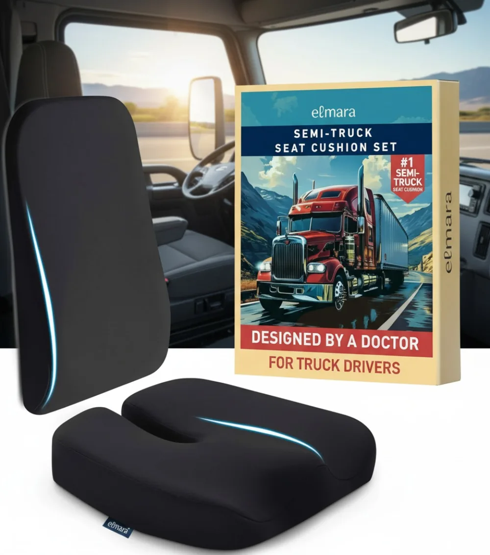 

Эргономичный набор подушек для сиденья полугрузовика — удобная поддержка из 2 предметов для длинных водителей — черный