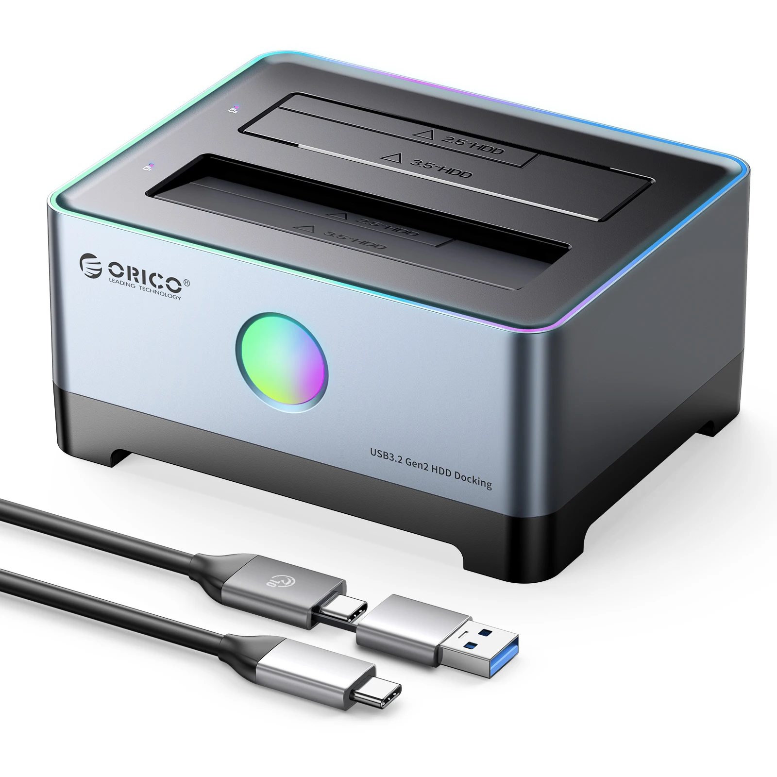 Orico 3,5 Zoll Dual-Bay Typ C 5 Gbit/s Festplatte Docking station für 2.5/3.5 "HDD/SSD mit 12 v3a Power Uasp Container Design – Detail 23