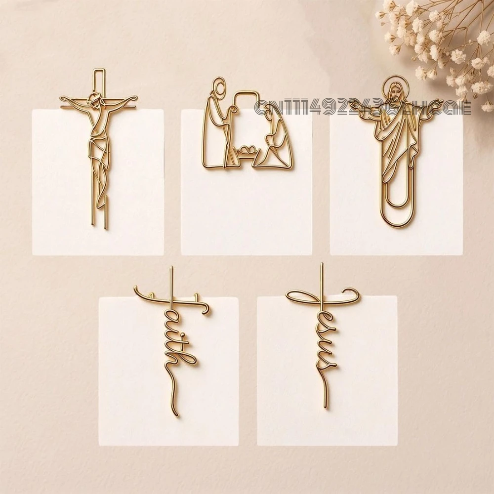 Faith-Inspired Gold Paper Clips, Decorative Christian Paper Clips Christian Bible Bookmark Clips for Bible Study,Journaling