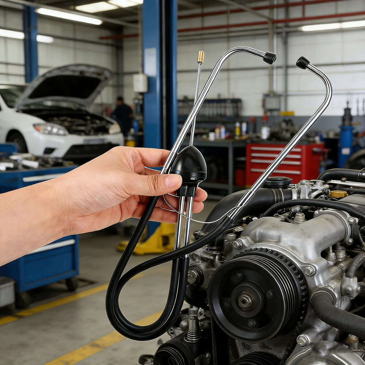 Stéthoscope de Cylindre de Voiture Professionnel – Outil d'Atelier Mécanique – Dispositif de Diagnostic Automobile pour Mécaniciens