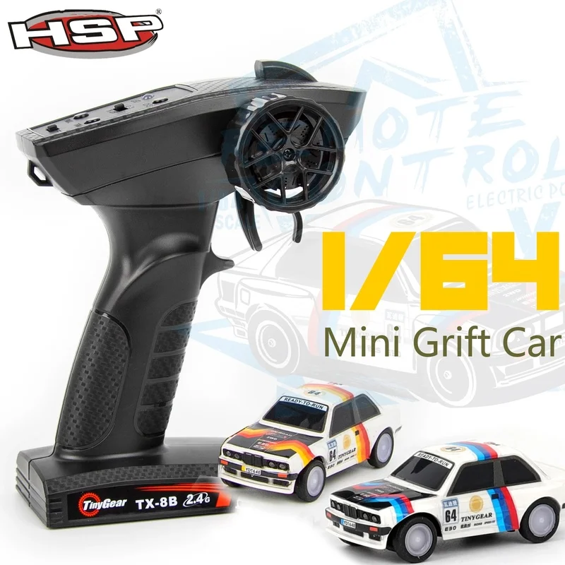 

New Hsp Tinygear 1/64 Full Scale Mini Rc Remote Control Car Desktop Simulation Rear Wheel Drive Flat Sports Car Racing Car