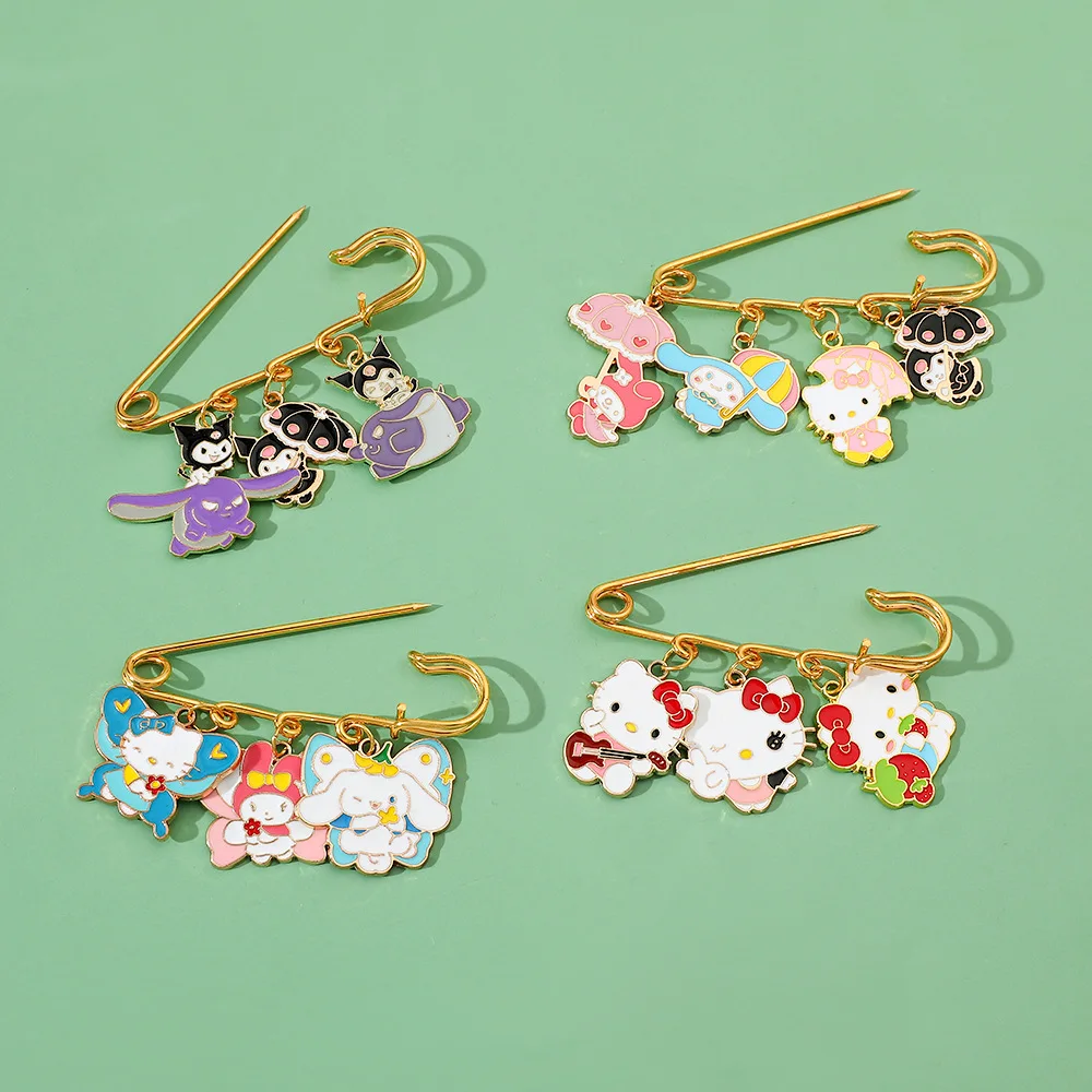 Japanese Cartoon Cute Sanrio Metal Pin Accessories Kuromi My Melody Cinnamoroll Alloy Brooch Decoration Y2k Fashion Toys Anime