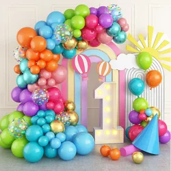Multi-Color Neon Balloon Arched Garland Set, Various Colors Blue Purple Orange Green Pink Green Gold Rainbow Balloon Garland, Colorful Balloon Arch Set, Suitable for Carnival Summer Birthday Party Decoration